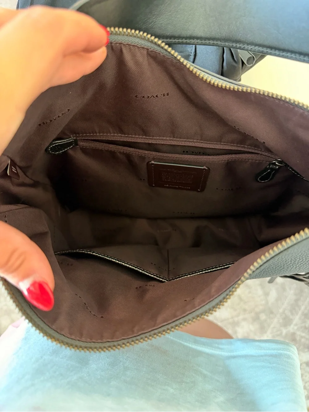 Coach Pebbled Leather Hobo Bag in Charcoal